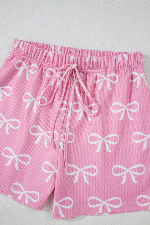 Valentine Bow Waffle Knit T-Shirt and Shorts Set - Image 9