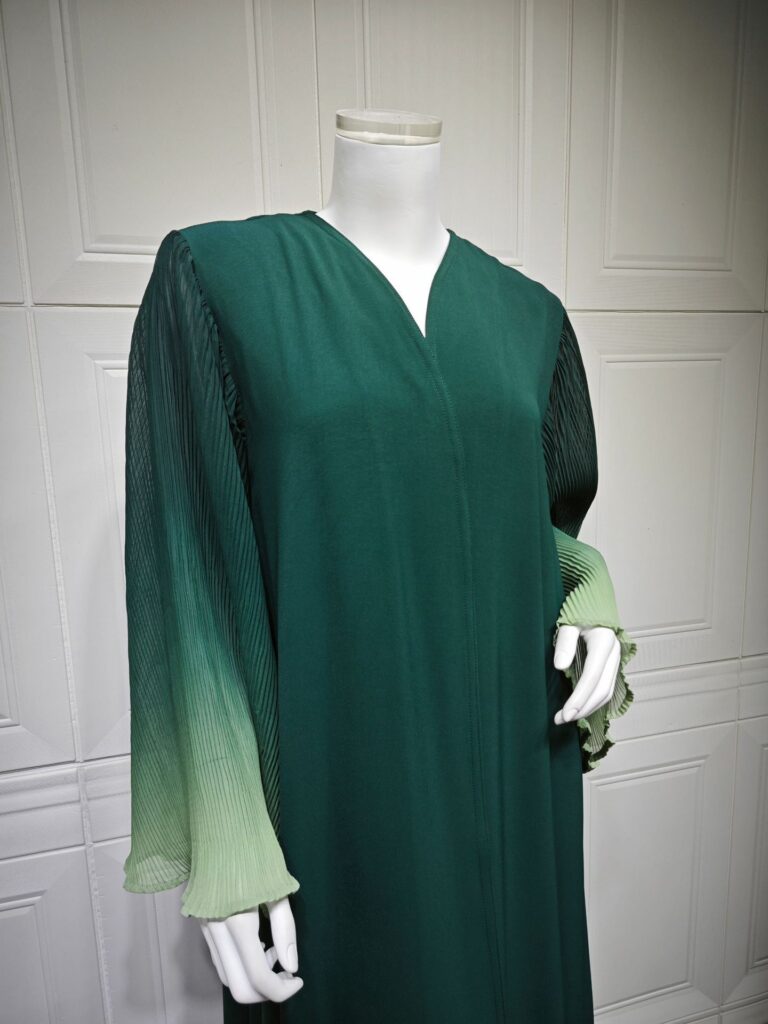 Arabian Dubai Chiffon Pleated Flared-Sleeve Color-Block Coat For Women