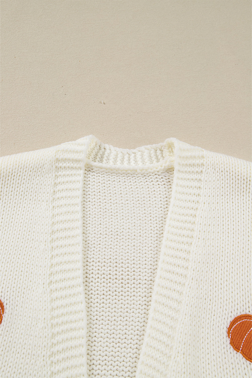 Christmas Tree Pumpkin Open Front Drop Shoulder Cardigan - Image 7