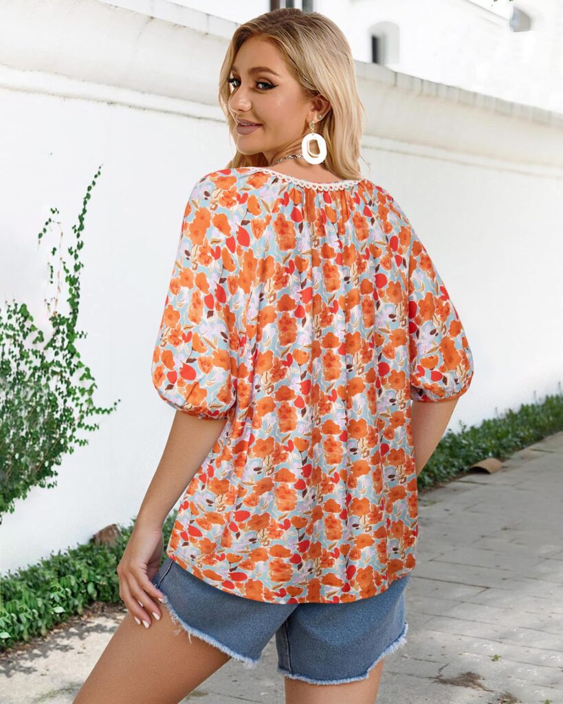 Bohemian Casual V-neck Short-sleeve Printed Blouse
