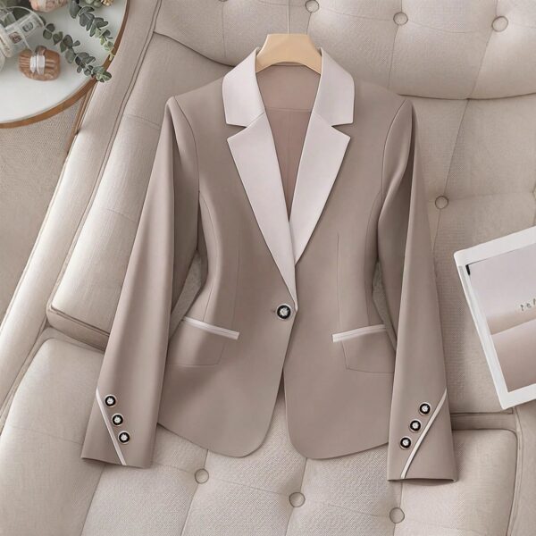 Professional Contrasting-Color Button Elegant Formal Blazer - Image 3