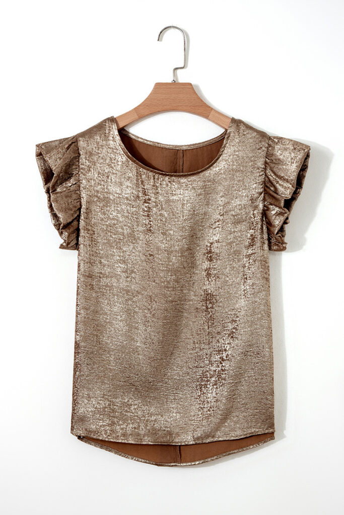 Loose Figure-flattering Top With Ruffled Hem For Women