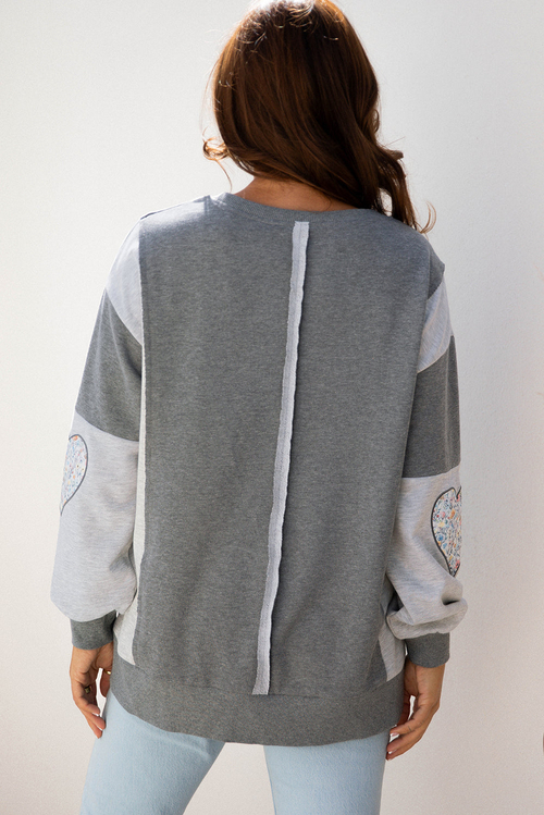 Valentine LOVE Floral Patchwork Reverse Seam Sweatshirt - Image 2