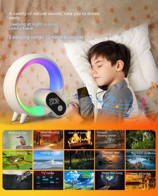 Creative Q Light Analog Sunrise Digital Display Alarm Clock Bluetooth Audio Intelligent Wake-up Q Colorful Atmosphere Light - Image 13