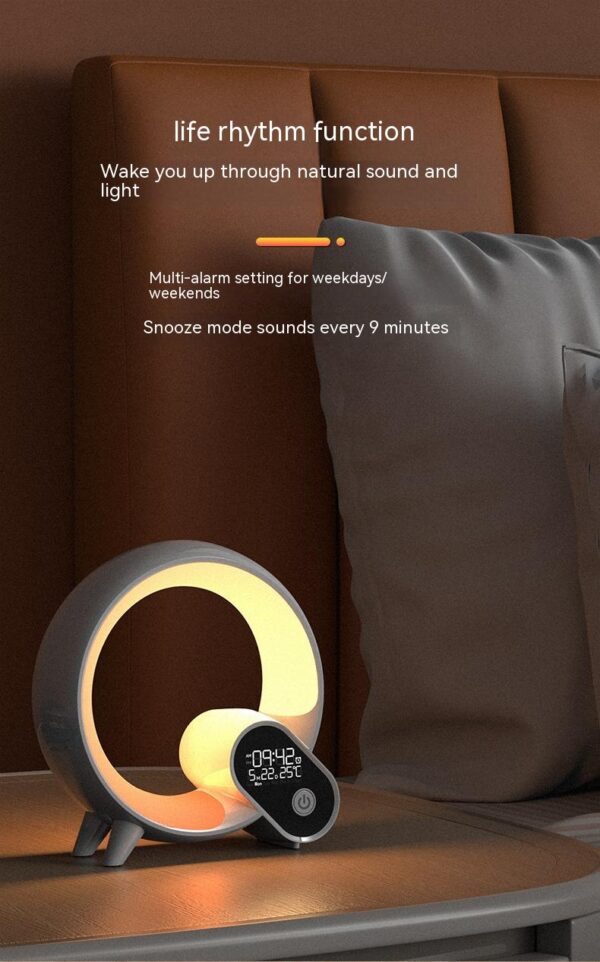 Creative Q Light Analog Sunrise Digital Display Alarm Clock Bluetooth Audio Intelligent Wake-up Q Colorful Atmosphere Light - Image 14