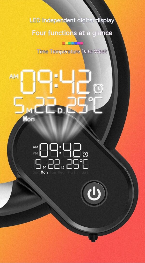 Creative Q Light Analog Sunrise Digital Display Alarm Clock Bluetooth Audio Intelligent Wake-up Q Colorful Atmosphere Light - Image 10