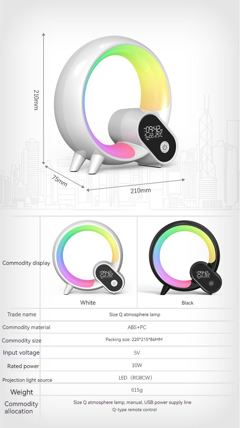 Creative Q Light Analog Sunrise Digital Display Alarm Clock Bluetooth Audio Intelligent Wake-up Q Colorful Atmosphere Light - Image 11