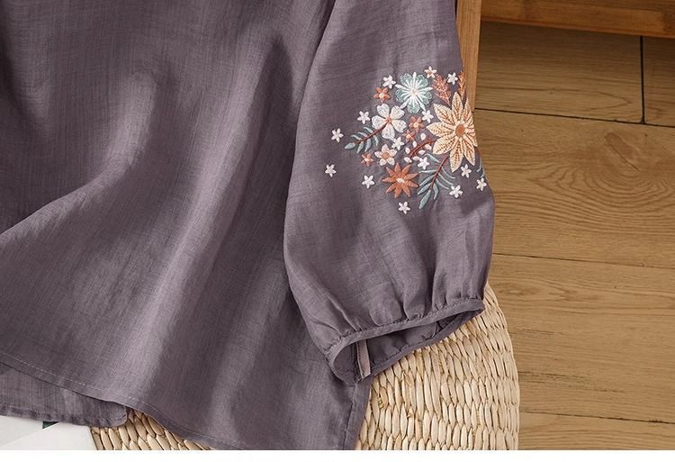 Womens Casual Loose-fitting Embroidered Top That Flatters The - Image 18