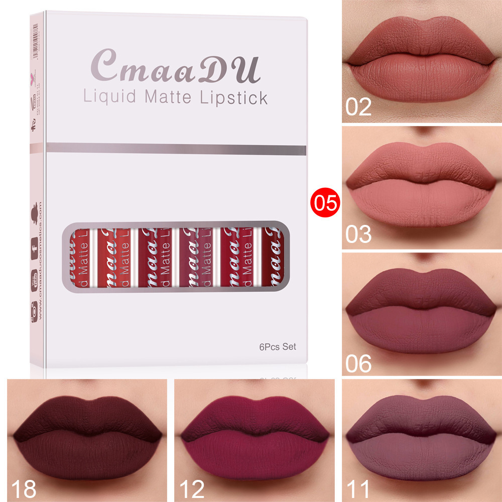 6 Boxes Of Matte Non-stick Cup Waterproof Lipstick Long Lasting Lip Gloss - Image 12