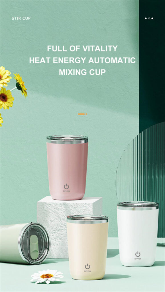 350ml Automatic Self Stirring Mug Coffee Milk Juice Mixing Cup Electric Stainless Steel Lazy Rotating Mug Magnetic Stirring Cup Kitchen Gadgets