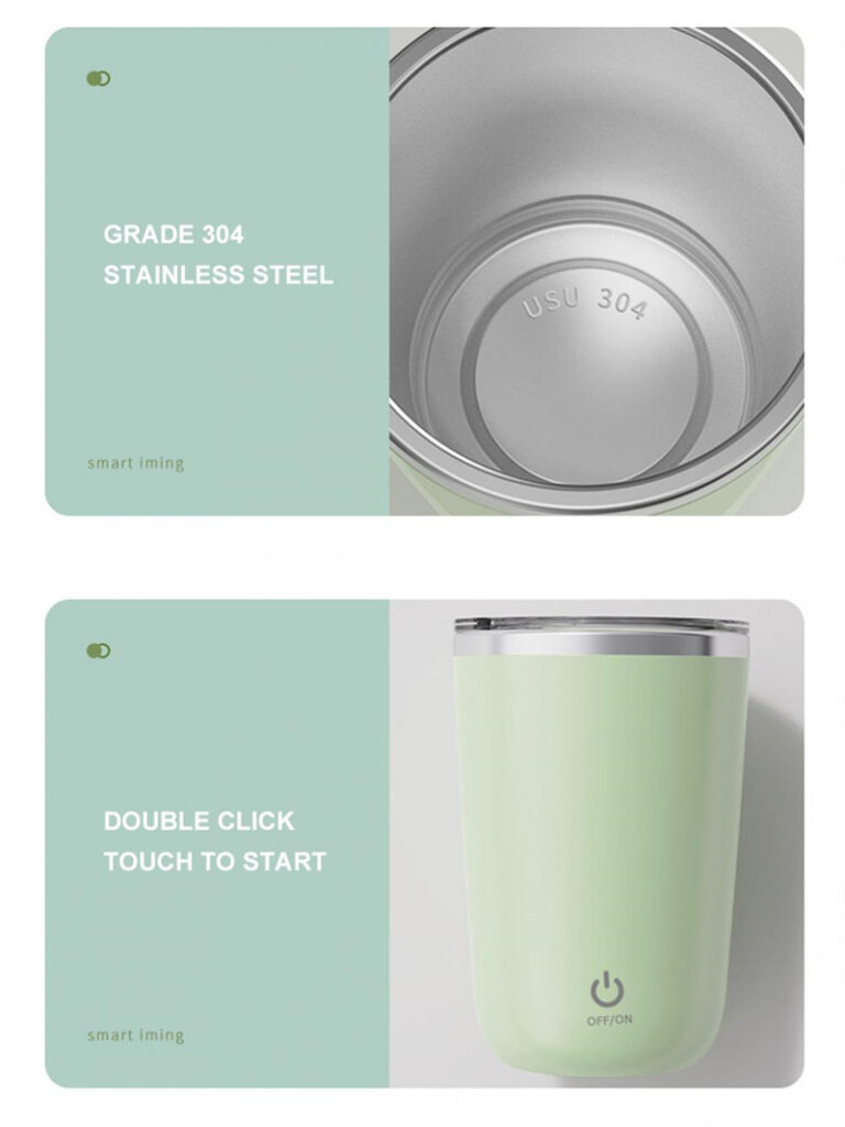 350ml Automatic Self Stirring Mug Coffee Milk Juice Mixing Cup Electric Stainless Steel Lazy Rotating Mug Magnetic Stirring Cup Kitchen Gadgets