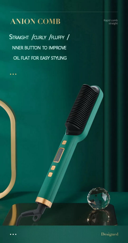 New 2 In 1 Hair Straightener Hot Comb Negative Ion Curling Tong Dual-purpose Electric Hair Brush