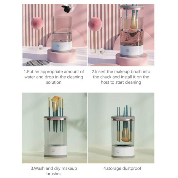 Women Eye Shadow Brush Cleaning Tool Portable Electric Makeup Brush Cleaner Machine With USB Charging Automatic Cosmetic Brush - Image 11