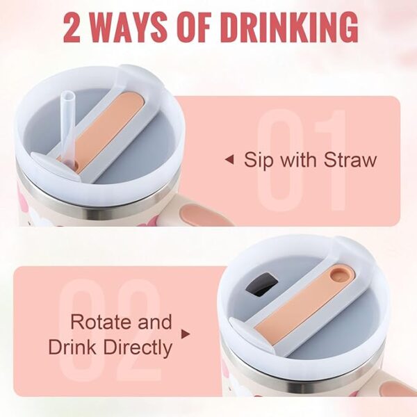 40 Oz Tumbler With Handle Straw Insulated, Stainless Steel Spill Proof Vacuum Coffee Cup Tumbler With Lid Tapered Mug Gifts For Valentine Lover Suitable For Car Gym Office Travel - Image 21