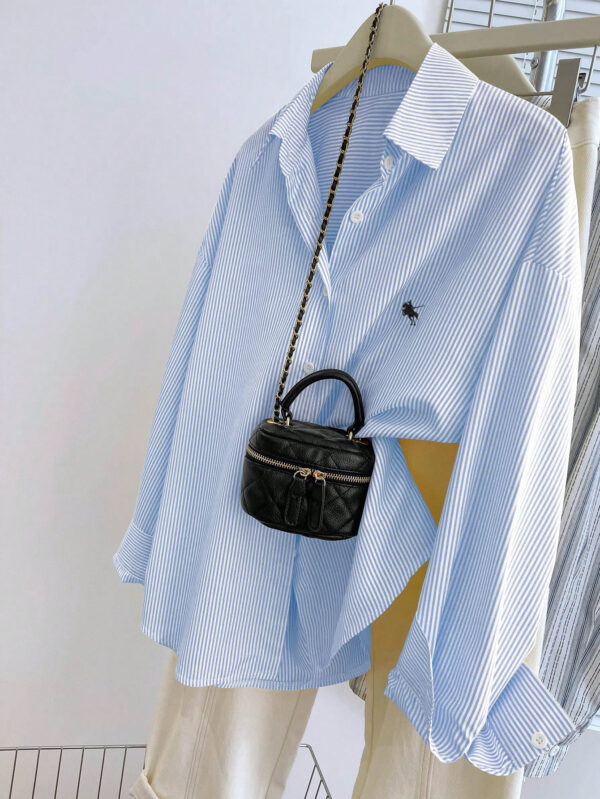 Versatile Blue-Striped Womens Casual Top - Image 6
