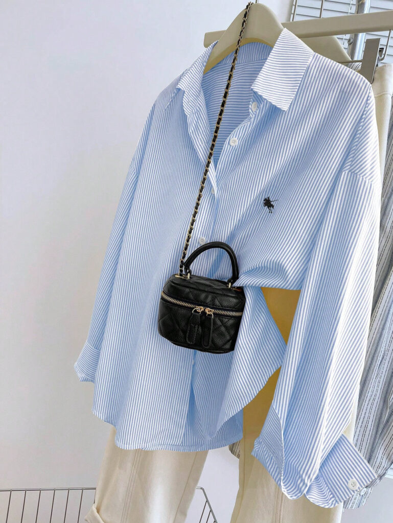 Versatile Blue-Striped Womens Casual Top