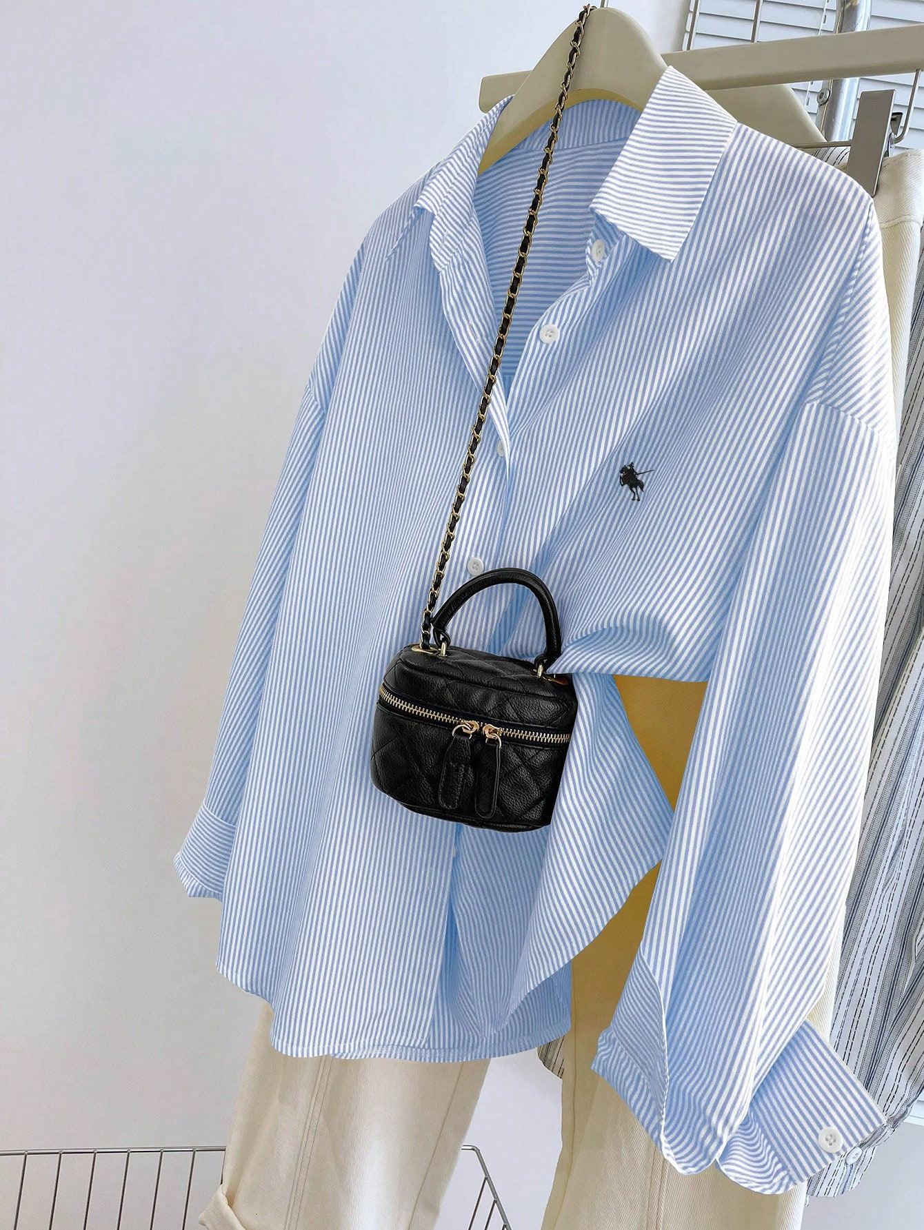 Versatile Blue-Striped Womens Casual Top - Image 6