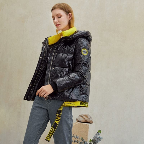 Short women winter coat parkas warm hooded shiny jacket coat Ladies - Image 2