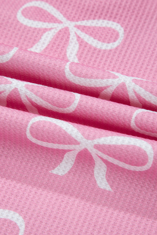 Valentine Bow Waffle Knit T-Shirt and Shorts Set - Image 7