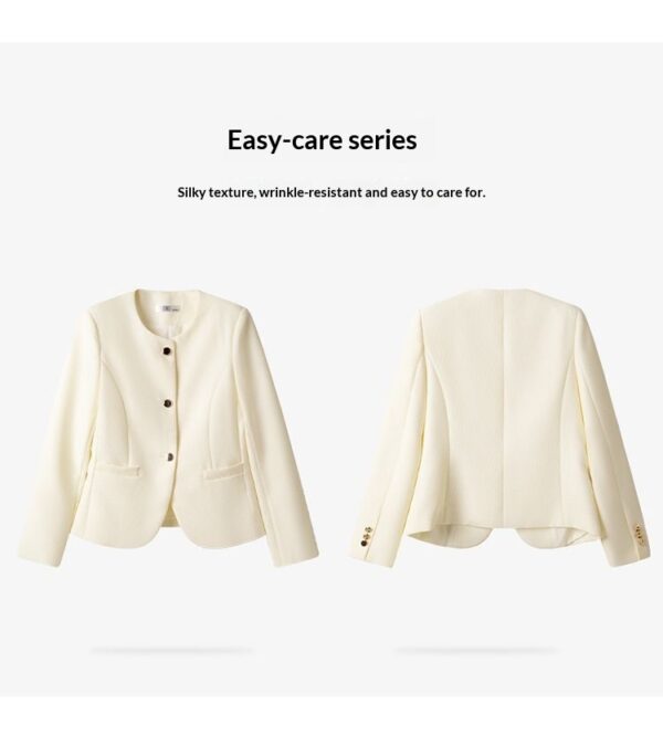 Womens Casual Cropped Jacket With A Crew Neck - Image 8