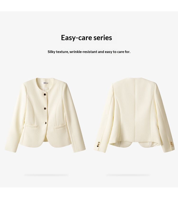 Womens Casual Cropped Jacket With A Crew Neck - Image 8