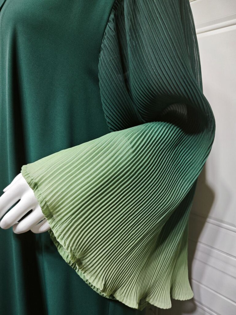 Arabian Dubai Chiffon Pleated Flared-Sleeve Color-Block Coat For Women