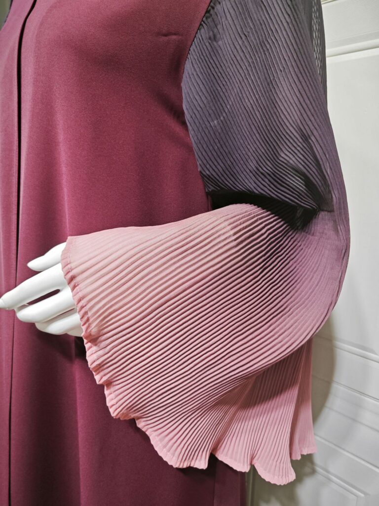 Arabian Dubai Chiffon Pleated Flared-Sleeve Color-Block Coat For Women