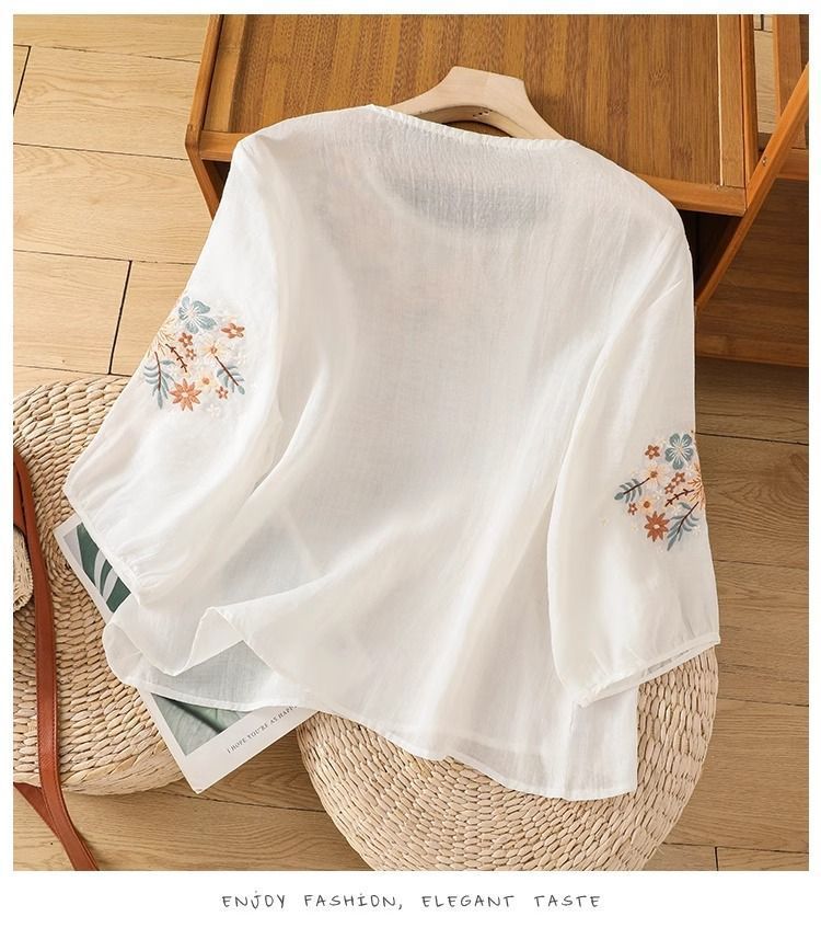 Womens Casual Loose-fitting Embroidered Top That Flatters The - Image 14