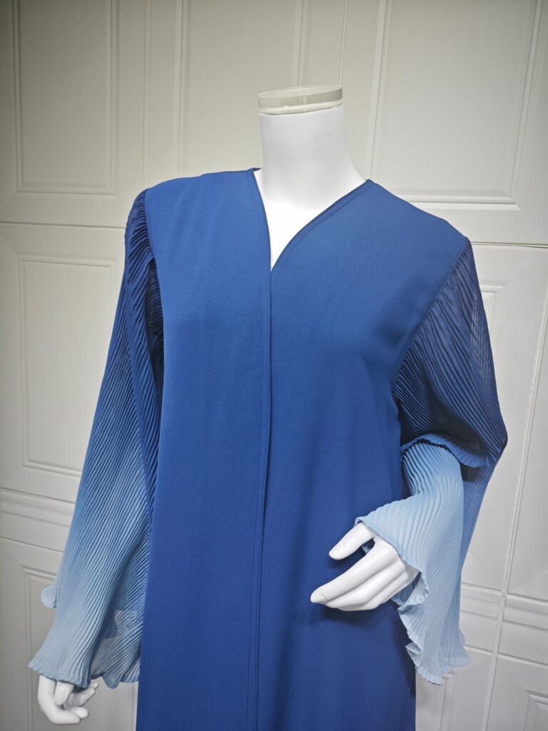 Arabian Dubai Chiffon Pleated Flared-Sleeve Color-Block Coat For Women