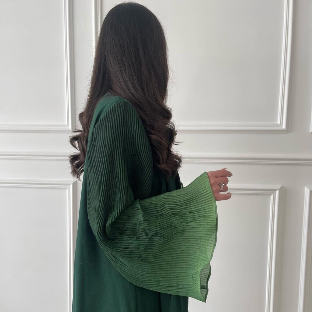Arabian Dubai Chiffon Pleated Flared-Sleeve Color-Block Coat For Women
