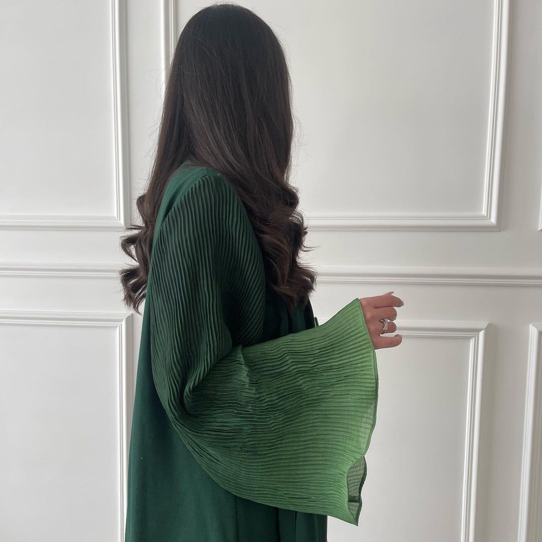 Arabian Dubai Chiffon Pleated Flared-Sleeve Color-Block Coat For Women - Image 14