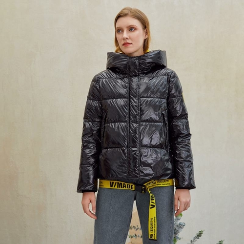 Short women winter coat parkas warm hooded shiny jacket coat Ladies - Image 4