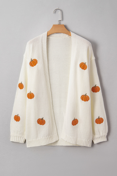Christmas Tree Pumpkin Open Front Drop Shoulder Cardigan - Image 5
