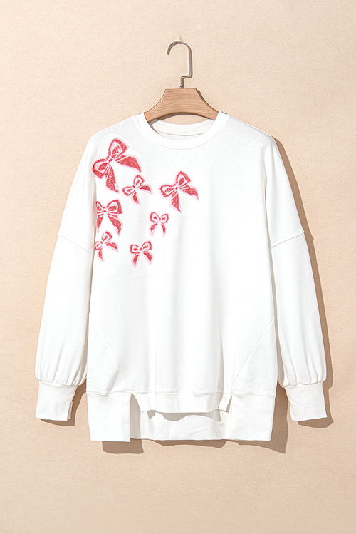 Valentine Bow Sequin Long Sleeve Oversize Sweatshirt - Image 5