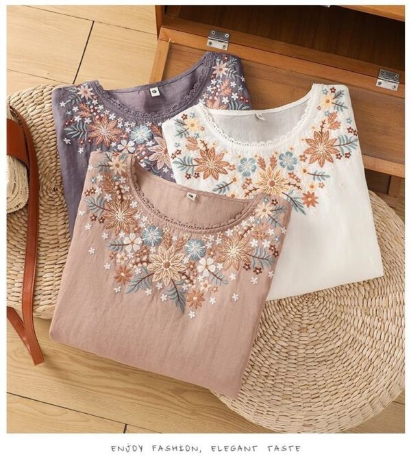 Womens Casual Loose-fitting Embroidered Top That Flatters The - Image 11