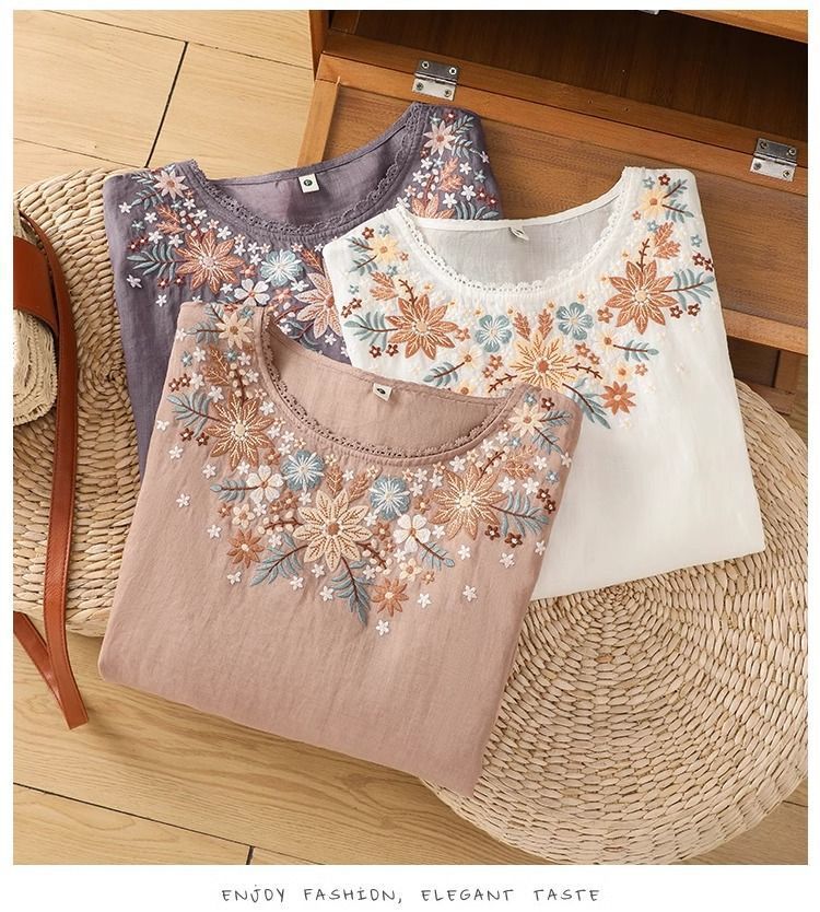 Womens Casual Loose-fitting Embroidered Top That Flatters The - Image 11