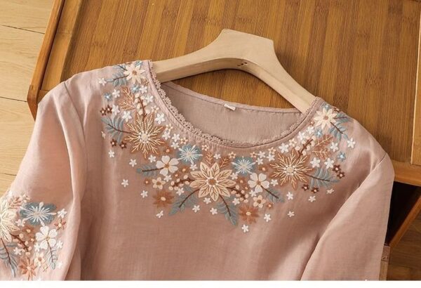 Womens Casual Loose-fitting Embroidered Top That Flatters The - Image 9