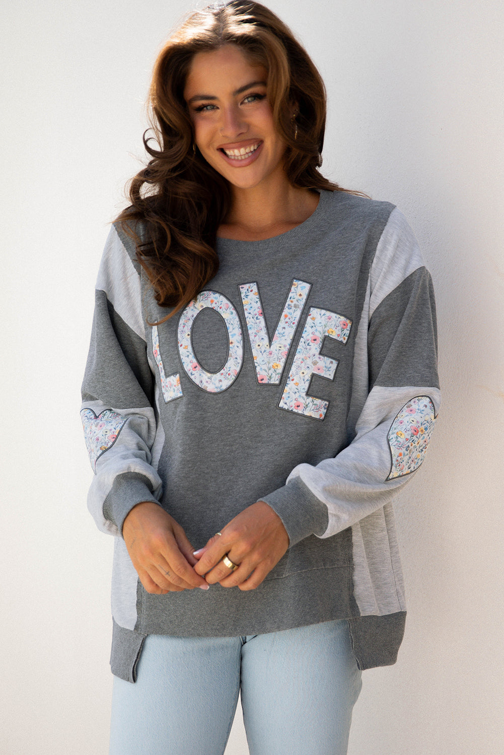 Valentine LOVE Floral Patchwork Reverse Seam Sweatshirt - Image 10