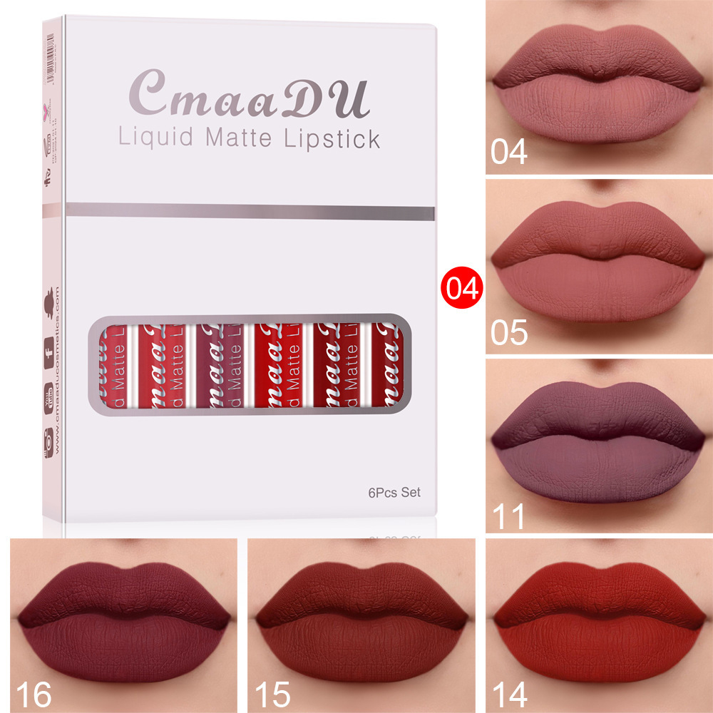 6 Boxes Of Matte Non-stick Cup Waterproof Lipstick Long Lasting Lip Gloss - Image 11