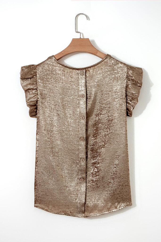 Loose Figure-flattering Top With Ruffled Hem For Women