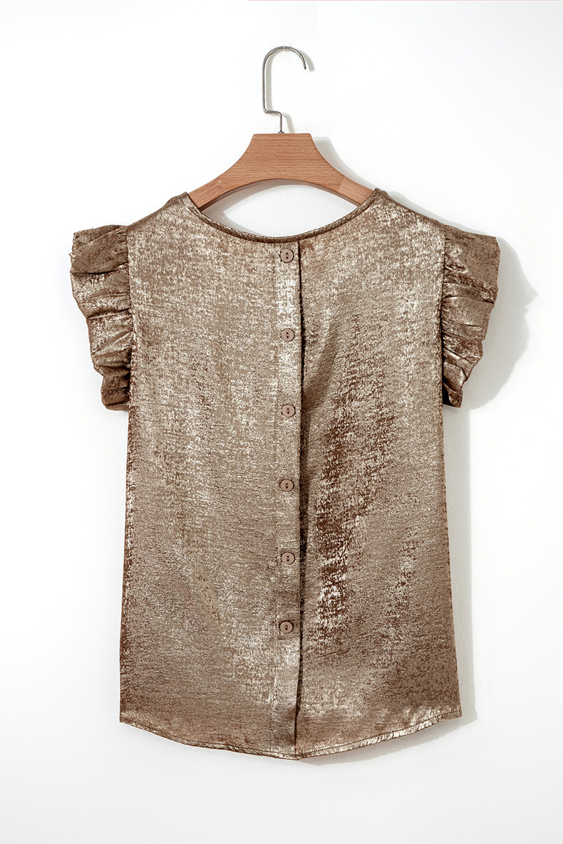 Loose Figure-flattering Top With Ruffled Hem For Women - Image 13