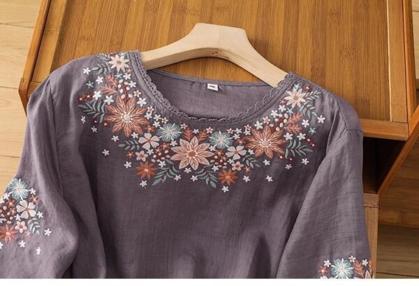 Womens Casual Loose-fitting Embroidered Top That Flatters The - Image 16