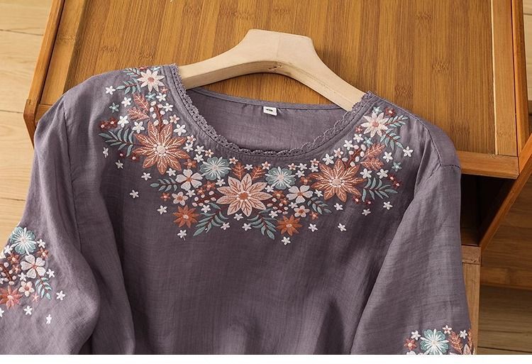 Womens Casual Loose-fitting Embroidered Top That Flatters The - Image 16