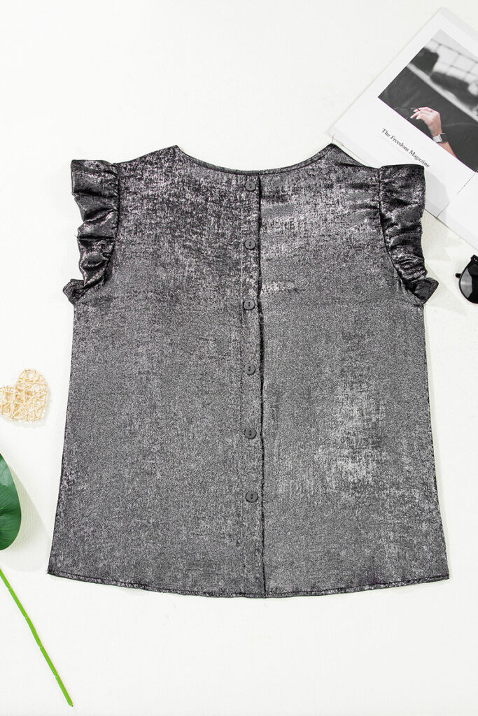 Loose Figure-flattering Top With Ruffled Hem For Women