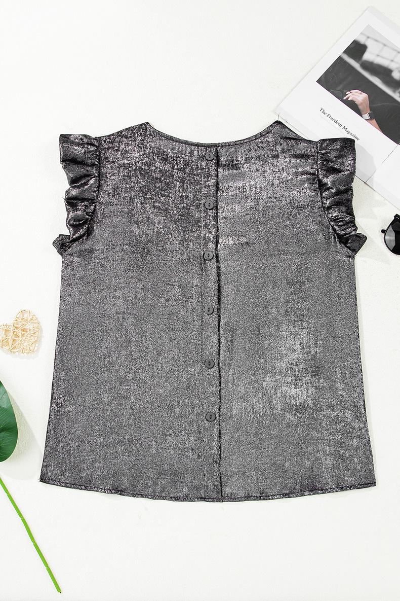 Loose Figure-flattering Top With Ruffled Hem For Women - Image 8