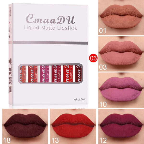 6 Boxes Of Matte Non-stick Cup Waterproof Lipstick Long Lasting Lip Gloss - Image 10