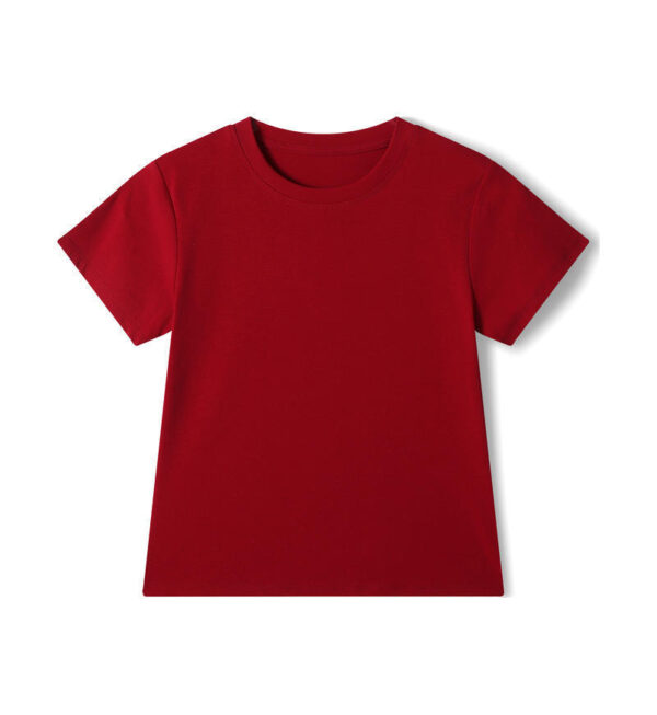 Red short-sleeve t-shirt on white background.