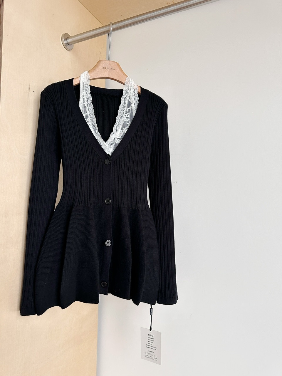 Navy Blue Waist-Cinching Low-Neck All-Match Long-Sleeve V-Neck Knitted Cardigan - Image 28