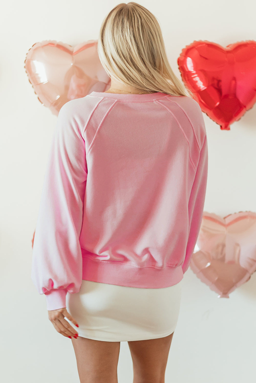 Valentine Hugs & Kisses Tinsel Embroidered Sweatshirt - Image 2