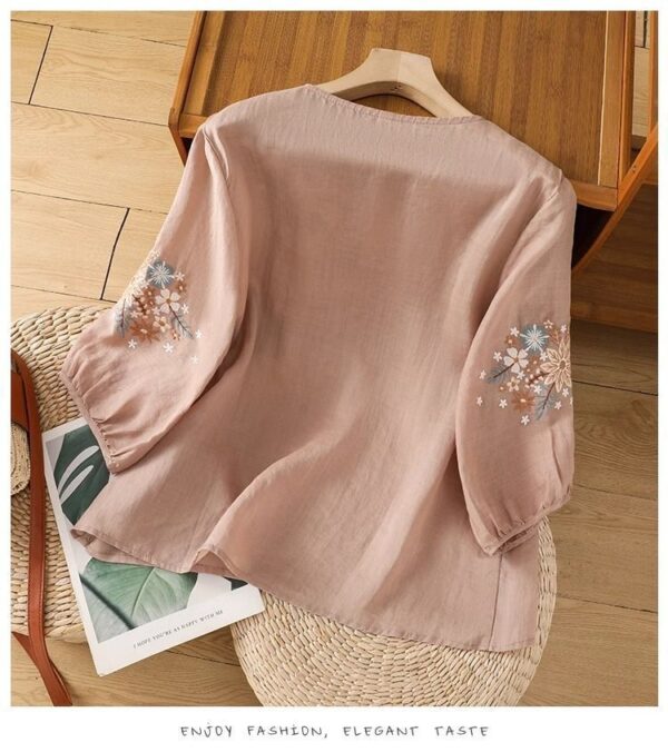 Womens Casual Loose-fitting Embroidered Top That Flatters The - Image 15